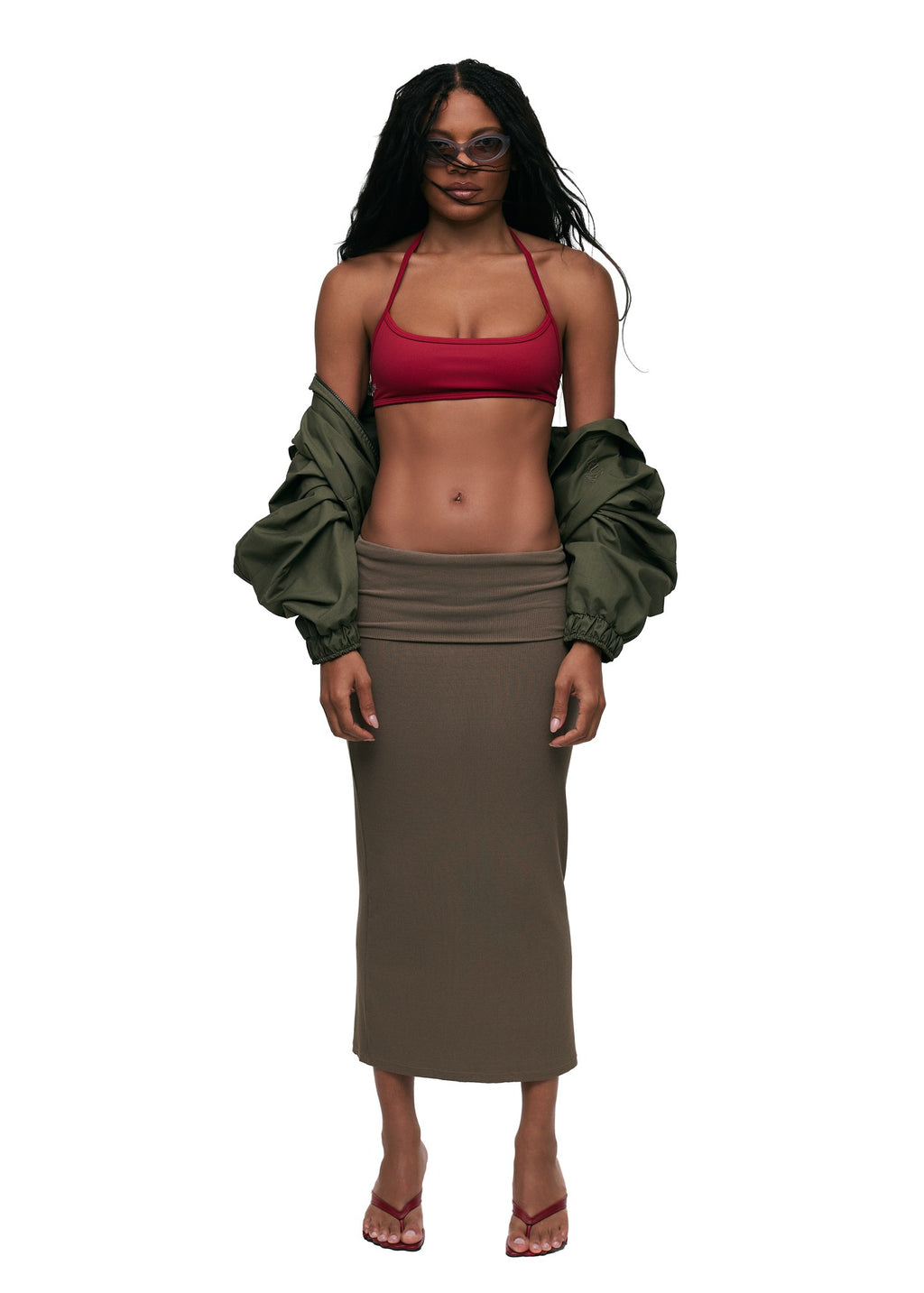 Fold Skirt Taupe Green - foto 1